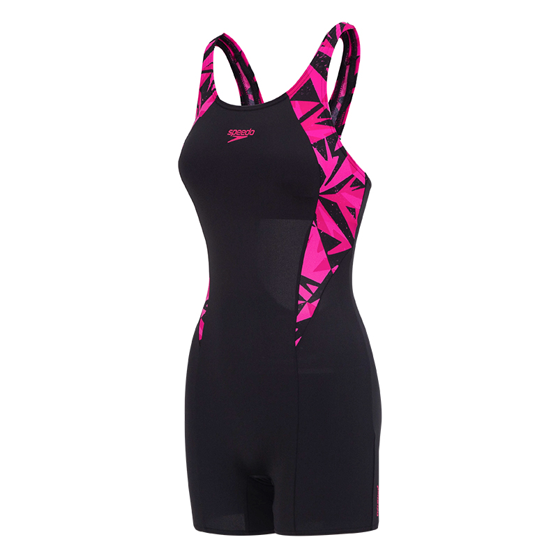 速比涛/SpeedoHyperboom拼接连体泳衣 / HYPERBOOM SPL LSUT AF (A) BLACK/PINK女连体泳衣8-12453G720